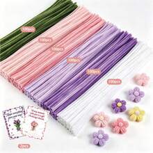 602/678pcs Lily Bouquet DIY Kit, Soft Plush Chenille Stem Handmade Materials, Includes 600pcs Multicolor Chenille Stems, Flower Stems, Floral Tape, With Step-By-Step Tutorial And Making Video, Suitable For Beginners' Handmade Floral Art Kit - SET - View 12