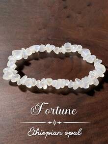 Natural Opal Asymmetric Chip Elastic Bracelet, Lucky Wealth Healing Crystal Beaded Jewelry Accessory (Natural Stone Color And Shape May Vary) - Multicolor - View 6