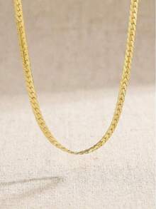 1pc Embossed Cuban Link Necklace, Minimalist Fashion Versatile For Boys, Lightweight Luxury Niche Hip-Hop Flat Snake Bone Chain - Necklace - View 2