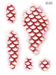 Halloween Realistic Fish Scale Pattern Halloween Cosplay Makeup DIY Party Gift Music Festival Tattoo Sticker Face Shoulder Neck Back Waterproof Tattoo Sticker 1pc/Pack - Multicolor - View 5