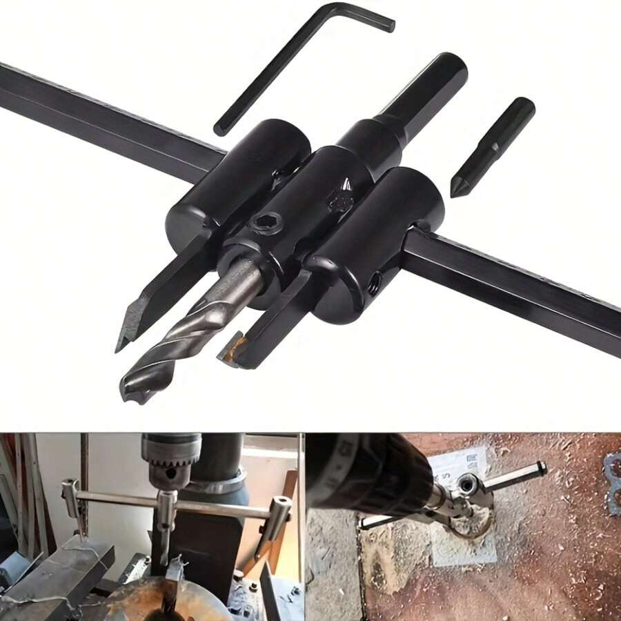 Adjustable Hole Saw Kit, 30-120mm Alloy Steel Circle Hole Cutter With Hex Wrench, Black Reinforced Adjustable Drill Bit Set For Wood, Plywood, MDF, Drywall, Compatible With Electric Drill & Bench Drill