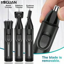Miguan 4-In-1 Multifunctional Electric Shaving Kit: USB Rechargeable Nose Hair Trimmer, Beard Trimmer, Eyebrow Trimmer And Sideburn Trimmer, For Men's Grooming, 500mAh Battery Capacity - Black - View 9
