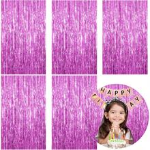 2pcs Rainbow Party Background Ribbon Decorations, Colorful Metallic Foil Tinsel Curtain, Shiny Metallic Background, For Party Decor - Multicolor - View 10