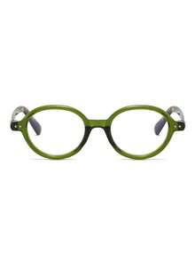 1 Pair Women's Oval Frame Korean Style Ins Versatile Clear Lens Glasses - Green - View 4