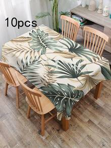1 块热带树叶印花桌布，现代涤纶矩形/圆形防水桌布，数码印花，适合客厅、家居、户外餐厅、小圆桌 - 彩色 - 查看 17