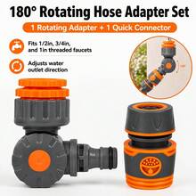 1pc 180° Rotating Threaded Garden Hose Adapter, Yard Faucet Accessory, Durable ABS Material, Fits 1/2in, 3/4in, 1in Threaded Faucets, Adjustable Water Direction; 4-Way Quick Connector, Suitable For European And American Garden Watering, Car Washing, Yard Cleaning, Quick Installation And Easy To Use - 1/4" Quick Connect Fitting - View 1