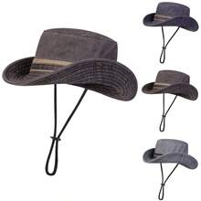 1pc Men's Solid Color Bucket Hat, Outdoor Fishing Hiking Sun Protection Wide Brim Cap, Suitable For Spring & Summer Travel, Beach - Multicolor - View 9