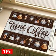 1件咖啡機圖案印花矽藻土廚房排水墊，吸水洗碗乾燥墊，咖啡機墊，洗碗墊，水槽墊，廚房檯面保護墊，適用於杯子、盤子、餐具及廚房裝飾 - 彩色 - 查看 15