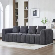 أريكة زاوية معيارية من قطعتين (رمادي داكن، 260x94.5x80 سم)، رغوة عالية الكثافة، تجميع بدون أدوات، قماش مخملي مع مساند ذراعين، أريكة ذات مقعد عميق - رمادي غامق - مشاهدة 5