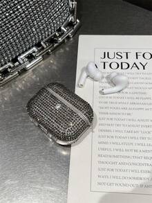 1pc Transparent Bluetooth Earphone Rhinestone Bluetooth Earphone For AirPods Protective Case - Grey - View 6