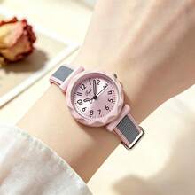 Women's Casual Cute Small Canvas Strap Quartz Wrist Watch Surprise Gift - Pink - View 2