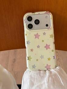 Colorful Star Pattern Double Layer Phone Case Compatible With Apple 17 Pro Max, 16 Pro New Model, 17, 15 Pro, 14, 13, 18 Pro Max, Full Coverage Protective Shell For Women, Niche High Aesthetic Design - Yellow - View 6