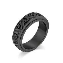 Vintage Triangle All-Seeing Eye Stainless Steel Rotating Ring, Black Gold Silver Three Colors Optional, Embossed Distressed Texture Strong Atmosphere, Hypoallergenic Waterproof Fade-Resistant, Stress Relief Rotating Design, Unisex Street Hip-Hop Style, Men's Accessory, Gift Ring - Multicolor - View 25