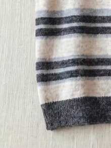 JIANHU Autumn/Winter Striped Knit Vest, Women's Comfortable Fuzzy Sweater Vest, Button Front, Casual Layering Fall - Dark Gray - View 9