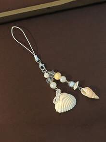 1pc Ocean Style Natural Shell, Conch, Starfish Bow Keychain Bag Charm Phone Lanyard - Multicolor - View 4