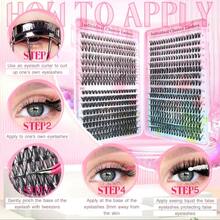 LIMEIKAI 640PCS D Curl Waterproof Lash Extensions, 30D-80D Mixed Clusters, 9-16mm Mixed Length False Eyelashes - View 7