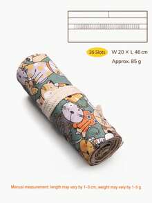 1 buah Kotak Pensil Gulung Kanvas Multi-Slot, Motif Kucing Kartun Lucu, Tas Penyimpanan Pensil Kapasitas Besar, Organizer Portabel untuk Sketsa, Menggambar, dan Mewarnai, Hadiah Mini untuk Kembali ke Sekolah dan Liburan Seni - Beraneka warna - View 14
