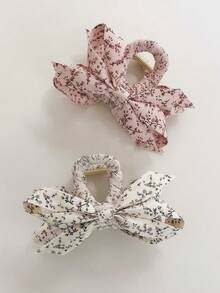 1pc Women New Style Small Floral Bow Hair Claw For Simple At The Back Of The Head - Half-Twist Hairstyle Claw Clip Hair Accessory - Multicolor - View 3