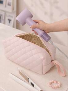 1pc Floral/Leopard Print Hair Tool Storage Bag, Portable Quilted Hair Dryer Storage Bag With Handle, Large Capacity Travel Storage Bag, Curling Iron Storage Bag, Multi-Compartment Styling Accessories Storage Box, Portable Hair Styling Tool Bag - Multicolor - View 10