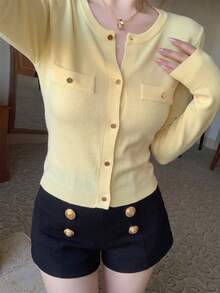 Autumn/Winter New Korean Style Sweet Casual Knit Cardigan For Women, Versatile For Daily Commute Fall - Yellow - View 6
