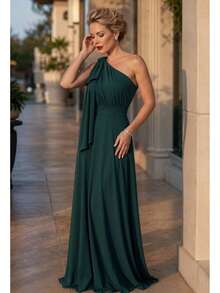 Long Dress For Bridesmaid Wedding Graduation Light Party - Dark Green - View 6
