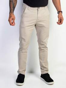 Urban Zone Jeans Men's Slim Fit Casual Twill Pants With Elastane - 沙 - 查看 4