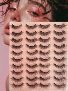 20 Pairs 5D False Eyelashes, Outer Corner Extended Style, Silk Material, Charming Natural False Eyelashes, Doll False Eyelashes, Faux Mink False Eyelashes, 20 Pairs Outer Corner Extended Style - Forever Feather - View 2