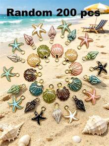 鋅合金琺瑯 10/20/30/50/100/150/200件 多色海洋海星與貝殼吊墜飾品 - DIY珠寶製作吊墜 - 海洋系列混款 - 查看 19