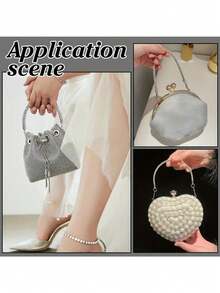 Asa de metal con broche de langosta y strass brillante, diseño elegante y lujoso, apto para banquetes, bodas, actualización de cadena de bolso de lujo diario, esencial para fiestas, estilo duradero para hacer joyas DIY, hacer carteras DIY, reemplazo de correa de bolso con strass, asa corta de bolso, cadena de cartera brillante, apto para bolso de axila/bolso de noche de un hombro/cadena de teléfono/fiesta de boda, hacer carteras DIY - Multicolor - Ver 8