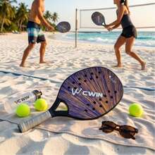 Beach Tennis Racket, Drainage Hole Design, One-Piece Frame, Anti-Slip Wrapped Handle, Suitable For Beach Sports And Leisure Training - Multicolor - View 2