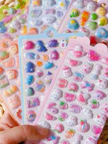 Cute 3D Cartoon Animal Crystal Stickers, Transparent Embossed Stickers, Fun Phone Case Decoration Stickers - Multicolor - View 2