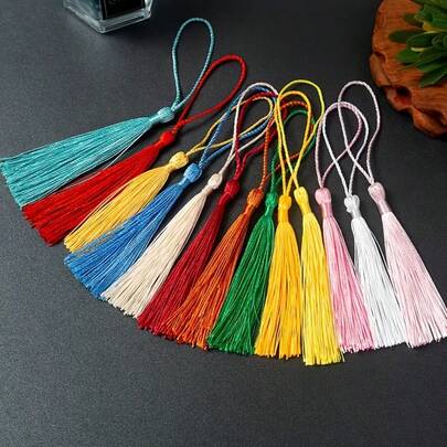 20/50/100pcs 13cm/5inch Silk Thread Tassel Bookmarks With 2inch Rope Loop And Small Chinese Knot, Suitable For Jewelry Making, Souvenirs, Bookmarks, DIY Craft Accessories