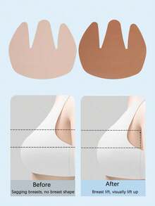 2/4pcs Nude Cross Bandage Elastic Fabric Invisible Seamless Breast Lift Tape, Push-Up Anti-Sagging Lifting Breast Tape, Reusable Non-Slip For Backless Dresses, Wedding Parties And Summer Outfits - Multicolor - View 2
