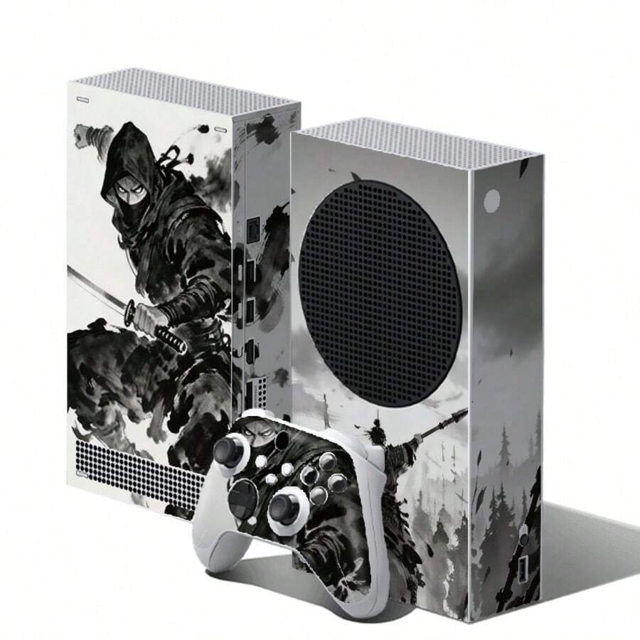 Removable Vinyl Sticker For Xbox Series S, Red Samurai Art Style Console & Controller Scratch-Resistant Protective Film - View 1