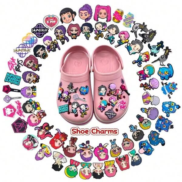 DOBBLE 23 st K-POP Demon-tema skoklämman för Bubble Slides-sandaler, PVC DIY-skodekorationsaccessoarer, skopinnar, perfekt present
