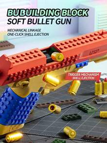 DIY積木泡沫發射器玩具,可拆卸積木外殼附互動彈出功能,室內外互動遊戲玩具,適合作為青少年男孩的生日、萬聖節、聖誕節禮物 - 彩色 - 查看 6