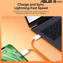 ASUS 60W USB-C to USB-C 編織快充數據線，3.3英尺 通用Type-C編織充電線相容於 iPhone17、16 Pro Max、適用於三星 S25/S24、筆記型電腦、 MacBook Air、iPad、Switch 等全系列 Type-C 裝置。 - 白色 - 查看 4