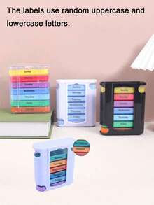 2/1pc 28-Compartment 7-Day Portable Pill Box, Stackable Daily Pill Organizer - (4 Times Per Day) Weekly Medication Reminder - Premium Weekly Morning/Evening Pill Box For Morning, Noon, Evening And Bedtime Medication, With 7 Separate Stackable Compartments, Daily Medication Organizer, Also Suitable For Storing Vitamins, Travel Essentials, Mother's Day, Pill Box, Gift For Seniors - Multicolor - View 10