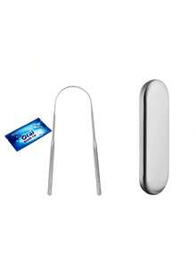 2pcs Stainless Steel Tongue Scraper, Double-Sided Design, Easy Maintenance, For Removing Tongue Coating, Easy-To-Use Oral Care Kit Assortment - Silver - View 8
