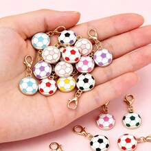 10/20 Pcs Assorted Colors Soccer Keychains, Enamel Sports Ball Bag Charms, Mini Football Backpack Pendant Accessories Gift For Teens Sports Fans - Multicolor - View 6