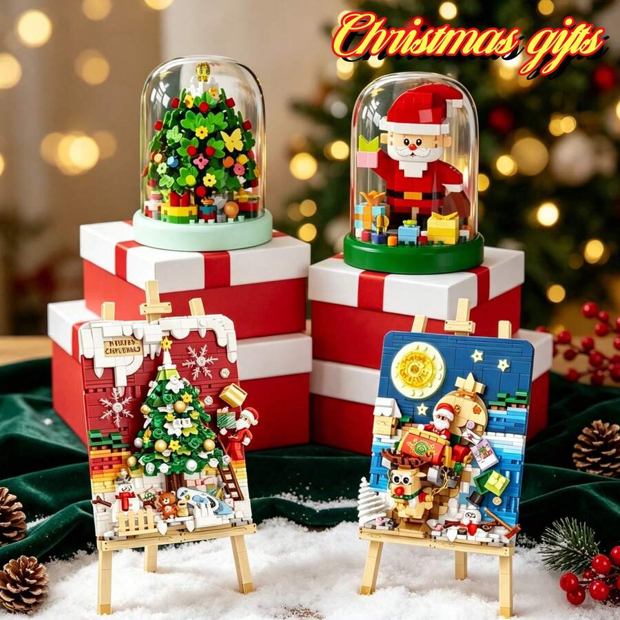 Seri Hadiah Natal, Set Mainan Balok Susun Anak-Anak, Alas Balok Susun Lembut, Balok Partikel Mikro, Bahan ABS. Termasuk: Santa Claus, Pohon Natal, dan Berbagai Elemen. Kemasan Kotak Hadiah, Lebih Cocok untuk Dihadiahkan. - MultiWarna - View 1