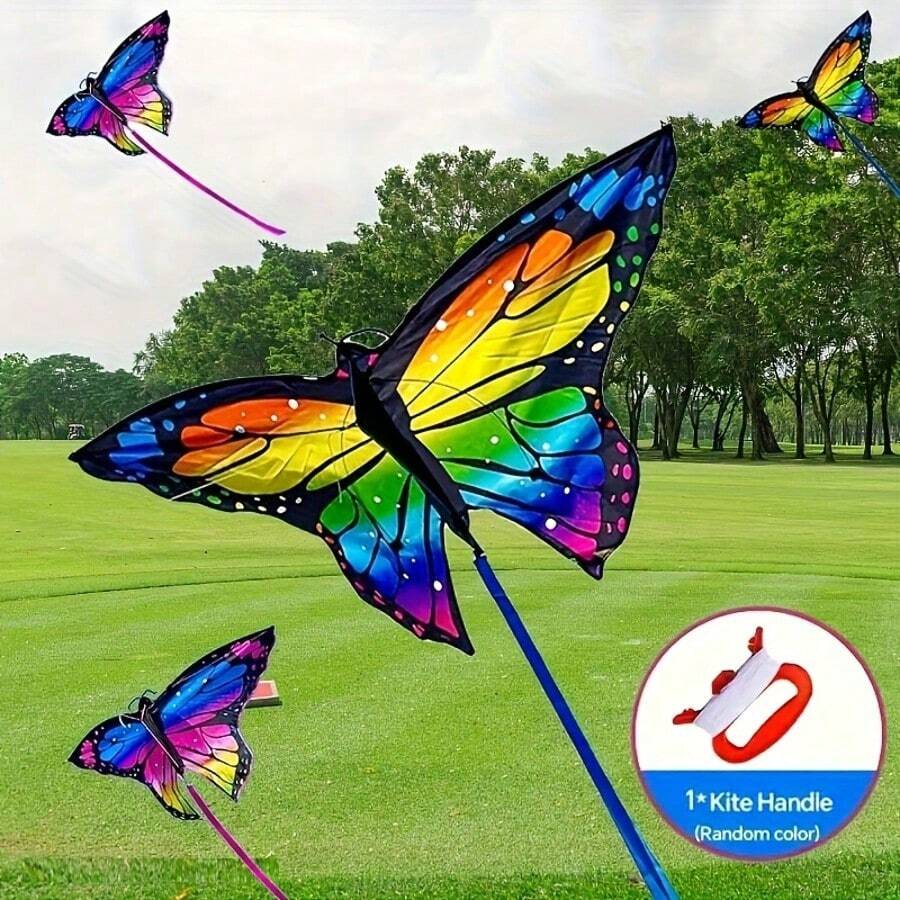 Colorful Butterfly Kite, Large Colorful Butterfly Kite, Multi-Color Kite With Flying Tools, Outdoor Sports & Game Supplies (Random Kite Handle Style) (Some Colors Random) - Multicolor - View 1