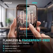 2Pcs Screen Protector For IPhone 18/17/16/15/14/13/12, HD Clarity 9H Tempered Glass Film, 2 Packs - Clear - View 9