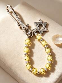 1pc Creative Handmade Beaded Chain Short Keychain, High Quality Waist/Bag Charm - Multicolor - View 1