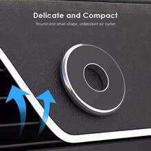 1PC Car Phone Holder - Premium Metal Aluminum Alloy Round Ring Adhesive Strong Magnetic Phone Navigation Mount - Multicolor - View 8