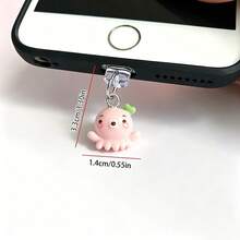 Cute Pink Octopus Phone Dust Plug Pendant, 3D Ocean Animal Charm Dust Cover, Compatible With Lightning/Type-C Interface, Universal Cute Phone Accessory - Pink - View 3