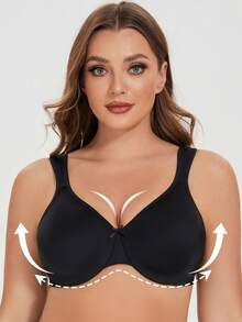 MELENECA Women's Minimizer Seamless Unlined Comfortable Plus Size Underwire Bra - Black - View 6