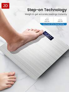 1pc Metal Silver Electronic Bathroom Scale, Indoor Temperature Display, Measures Weight Up To 400lbs/180kg, Tempered Glass Surface, Temperature Detection, Uses AAA Batteries (Not Included) - Multicolor - View 4