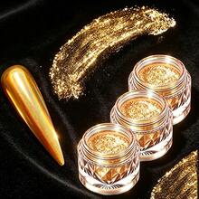 1.65g/瓶，3件組 金屬金色指甲油 Y2K 奢華色 魔鏡磨砂亮面派對亮粉美甲，適用於美甲藝術與裝飾設計，適合美甲用品，總淨含量超過5g - 彩色 - 查看 4