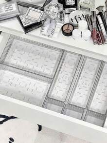 8/7/6/1pc Transparent Cosmetic Storage Box, Desktop Storage, Drawer Storage, Countertop Storage, Stackable Storage, Bedroom Decor, Holiday Decor, Room Decor, Home Decor Storage, Suitable For Organizing Cosmetics - Clear - View 3